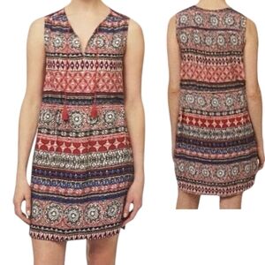Beach Lunch Lounge Boho Tribal Print Sleeveless Mini Dress Sz M